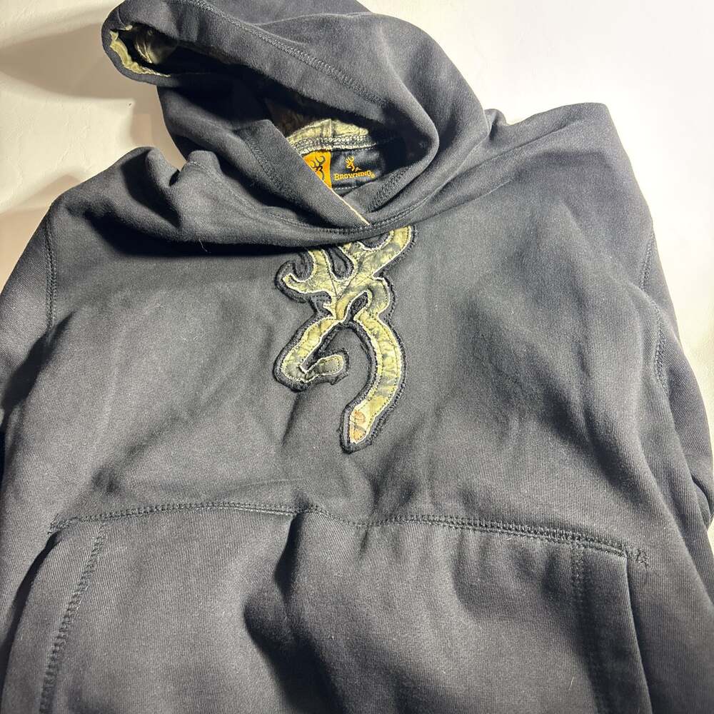 Black Camo Browning hoodie #outdoorwear #vintageyouth Large